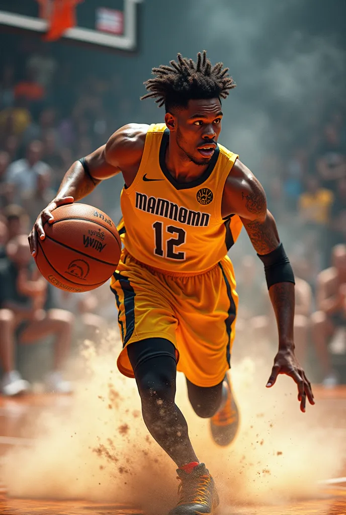 Send me back the penultimate photo, Only that the jersey number must be 12, and the individual must be more like Ja Morant