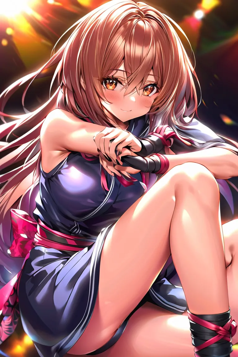 (Best Quality:1.2,  Anime Artwork ,  anime style,  studio anime , very well detailed,  latest,  vibrant, anime coloring, high contrast,  masterpiece:1.2, Best Quality, Aesthetics at its best), brown hair, Beautiful Thighs,   Perfect body lines, skin with a...