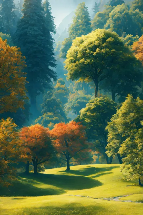 masutepiece, Best Quality, High quality, Highly detailed CG Unity 8k wallpaper, Texturelands, Trees in the ground々and grass, Summer colors, awardwinning photo, Bokeh, depth of fields, nffsw, bloom, chromatic abberation , Photorealistic, Highly detailed, Tr...