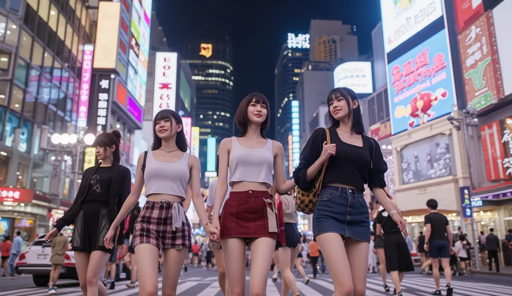 Miniskirt Japanese women in the city