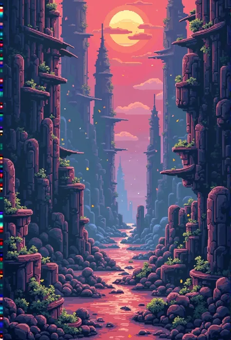 (best quality,4k,8k,highres,masterpiece:1.2),pixel art,retro style,abstract,sharp lines,vibrant colors,unique textures,medium:digital,limited color palette,blocky shapes,detailed structures,surreal elements,imagination unleashed,playful characters,strong c...