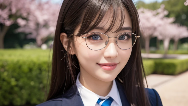   top grade  、   black hair、 Super long hair、  straight hair 、 pure white skin、Idol women 、 Women with cute faces 、  beautiful skin with glasses、 blue eyes、big breasts、 Big Breasts 、 very big 、 kind smile、 young、 Head to Thighs 、On campus、  tight uniform  ...