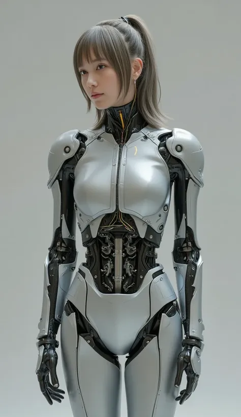  android girl , Best Quality, masterpiece,  Ultra High Resolution , Photorealistic, rAW フォト,  one cyberpunk girl , Glossy Skin,  1 mechanical girl in a European castle,  super realistic detail , ( Mechanical Hands ,  tube connected to mechanical parts ,  m...