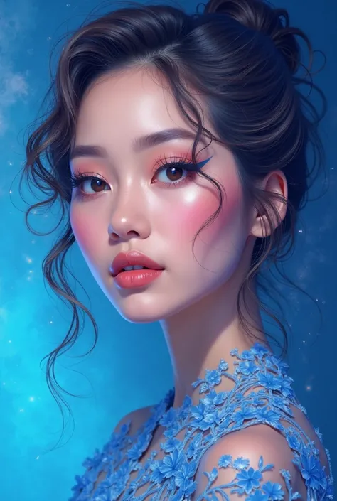 Professional Makeup Design on blue Background Vector Illustration