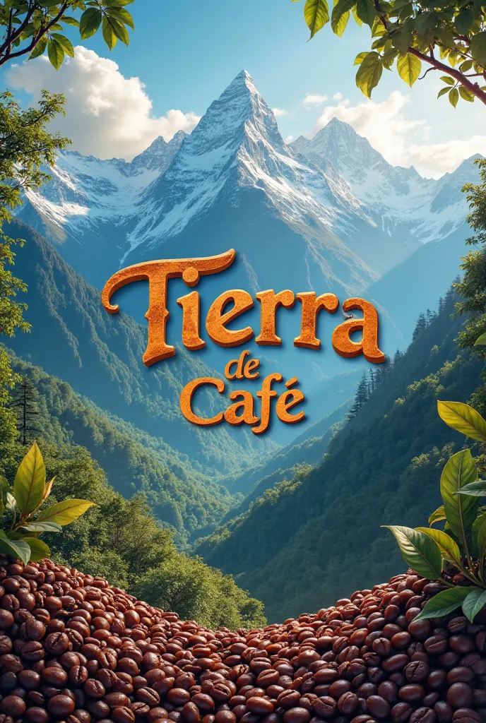 I want a branding of a coffee company, that shows coffee beans, mountains and nature and in the center that bears the name of Tierra de Café 