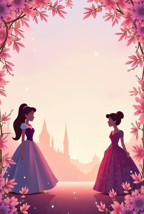 Make a clean digital invitation in the Disney princesses theme