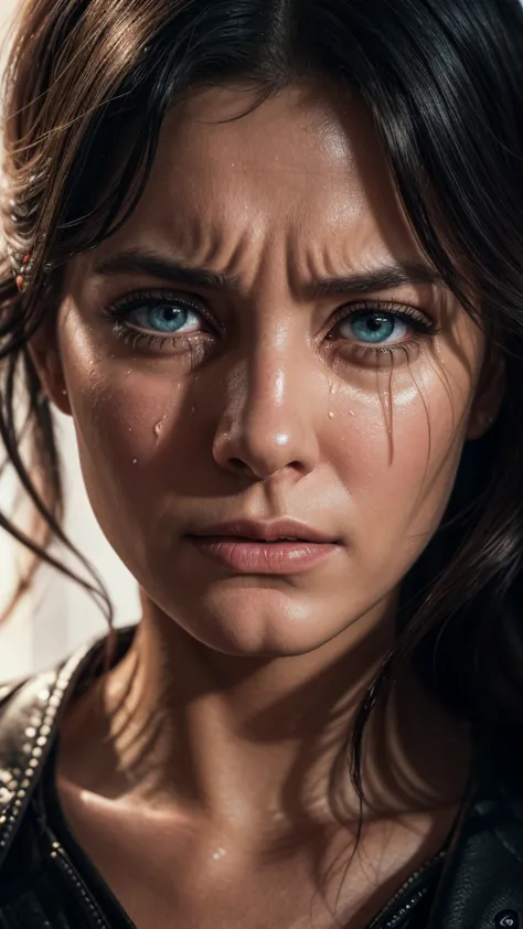 Complete and real image of a woman crying in terror when watching aliens descend from a ship. Photorealism, Full view, Highly detailed image, Very realistic, Hyperrealism, Cinematography, Ultra HD, 8k, Unreal Engine 5, Sharp focus, Intricate and mysterious...