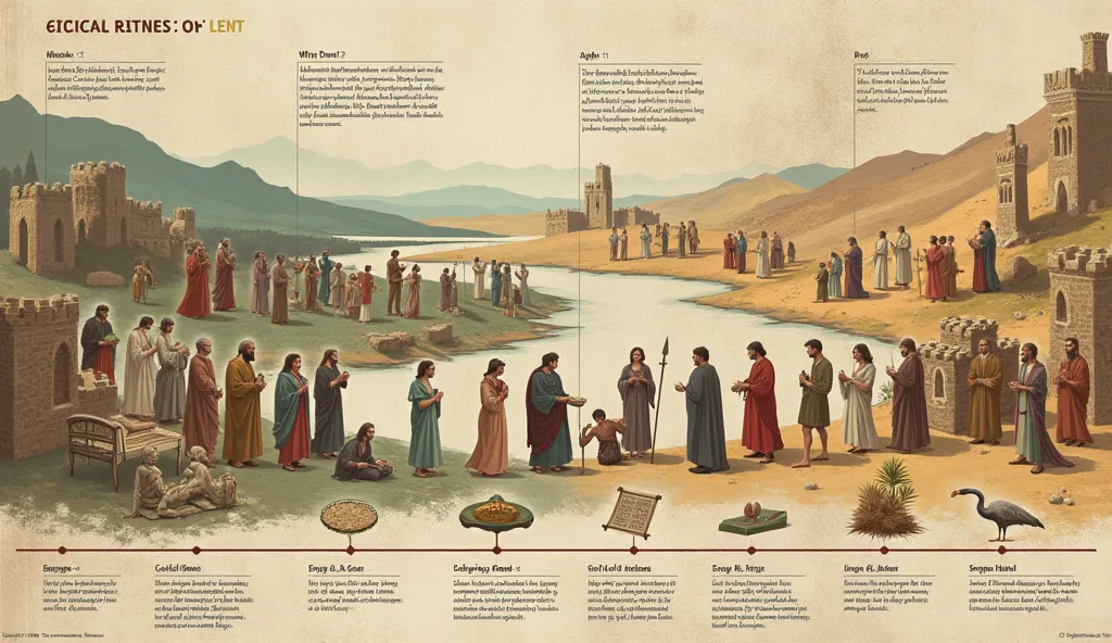 Evolution of Lent throughout history — A visual timeline showing key moments in the history of Christianity linked to Lent.