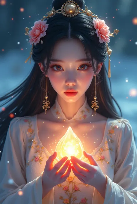 (masterpiece, best quality, beauty, best ratio, best shadows,best Illustration, wallpaper size,1080×2400 pixels,detailed face,1 girl, crystal theme, ultra detailed costume) 

Uhd,realistic, super model pure  beauty(big clear sad eye, golden ratio face, lon...