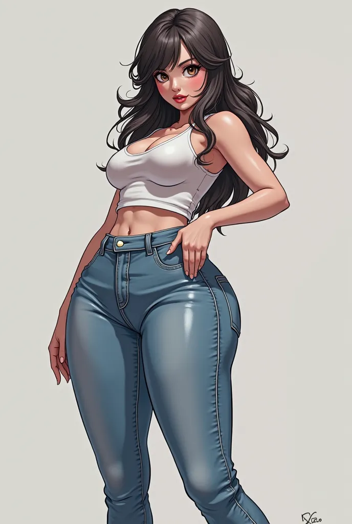 Big ass anime girl wearing jeans 