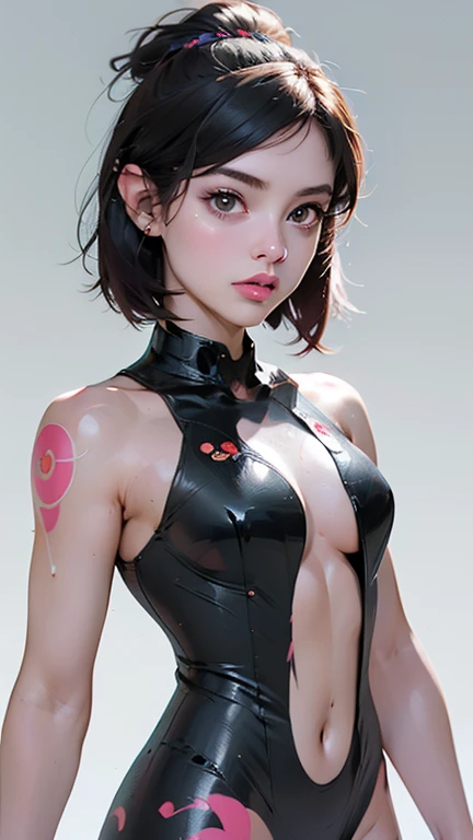 (( has realistic lighting ,   Top Quality , 8k,  masterpiece: 1.3)),   clear focus : 1.2, 1 girl ,   perfect body beauty : 1.4,    slim abs: 1.1, (( Extremely Colored Shorthair )), (   BODY PAINT FINISH ， body paint costume   ), body paint dress，very detai...