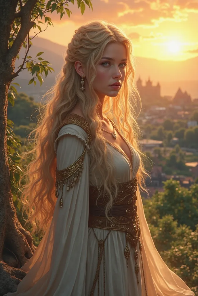 [[masterpiece, best quality]] 8K, HDR-10, ultra detailed,  professional light , cinematographic lighting, Create a version of Freya in a medieval fantasy world (Anime Style)