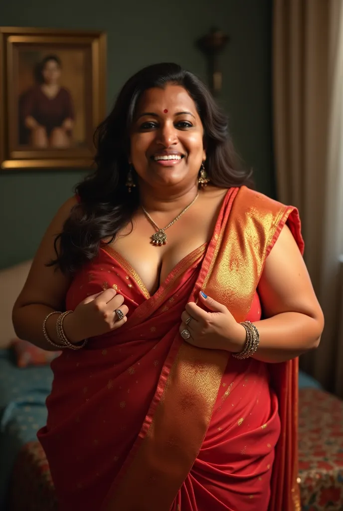 Chubby aunty showing boobs in saree