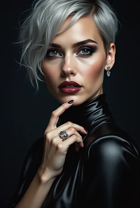 atalie portman/dark tops/darnk slips/eye shadows/dark lips/grey eyes/oily bod/short/silver ay ring/silver g