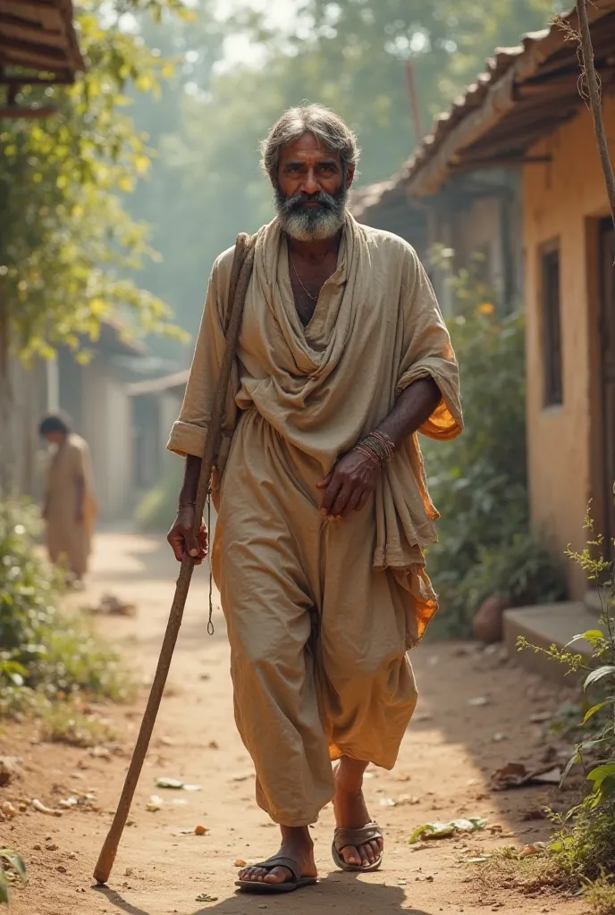 Crea a indian poor young blind men without beard poor cloths with harmony walking