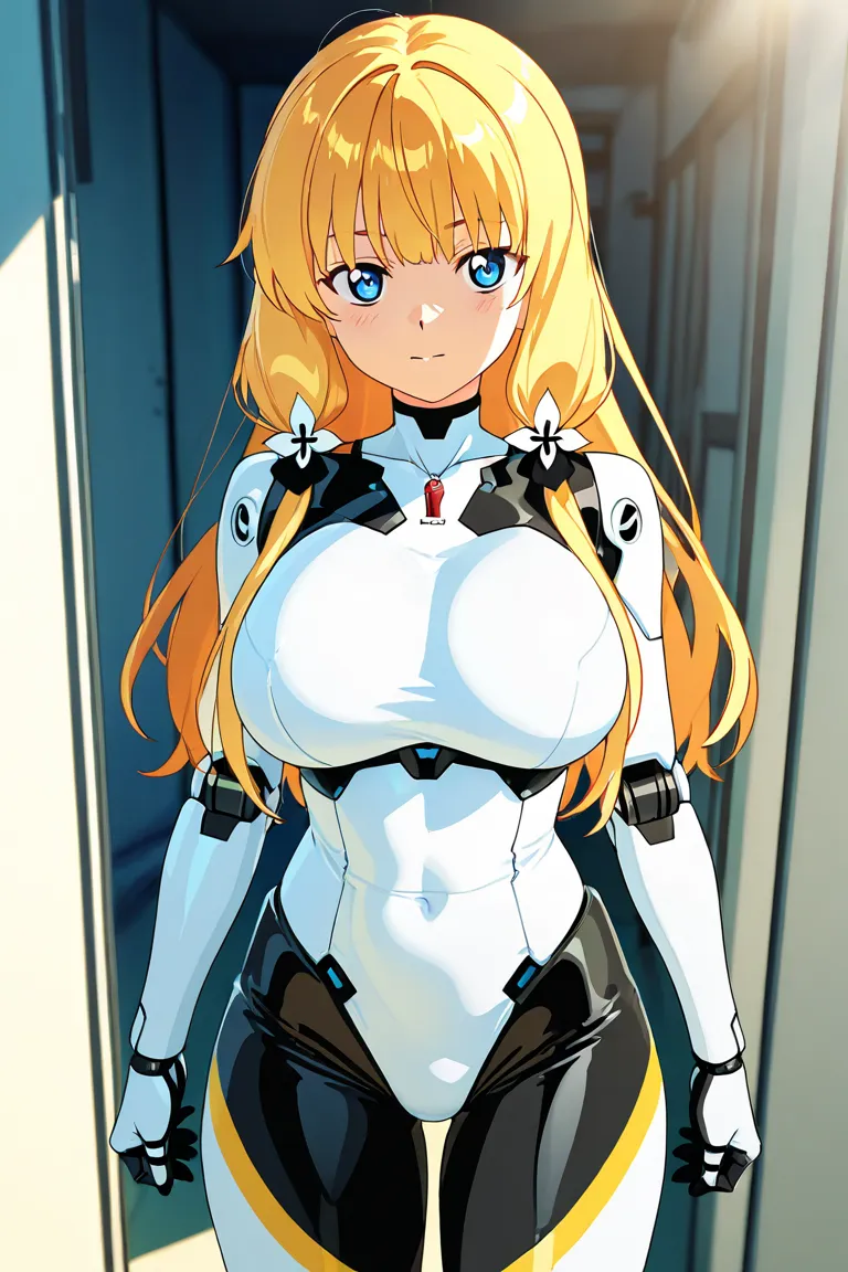 anime style, 1girl, younger female, big breasts, cyborg, robot joints, bodysuit, kuudere, cute, 3d, nsfw, perfect hands, high resolution, high quality, hd