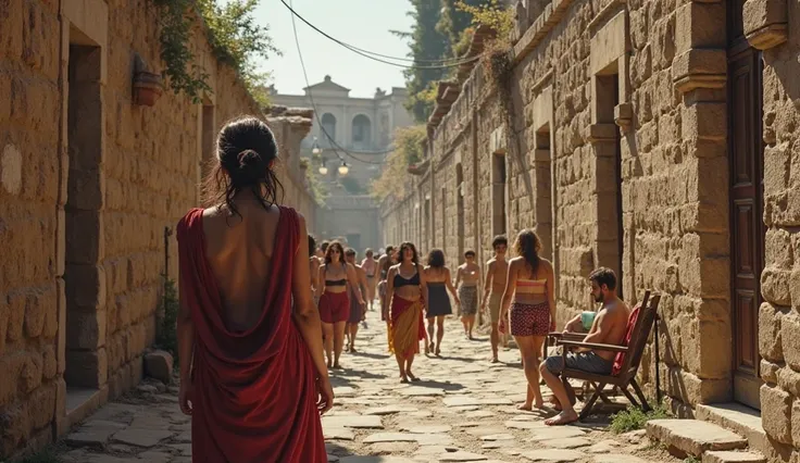 Prostitutes in the Suburbs and Palatine Hill
Prompt: Imagine a scene of ancient Rome, set in the Suburra and Palatine Hill, two distinct neighborhoods of the city. In the Suburra, a popular and rowdy area, prostitutes work in dilapidated environments, betw...