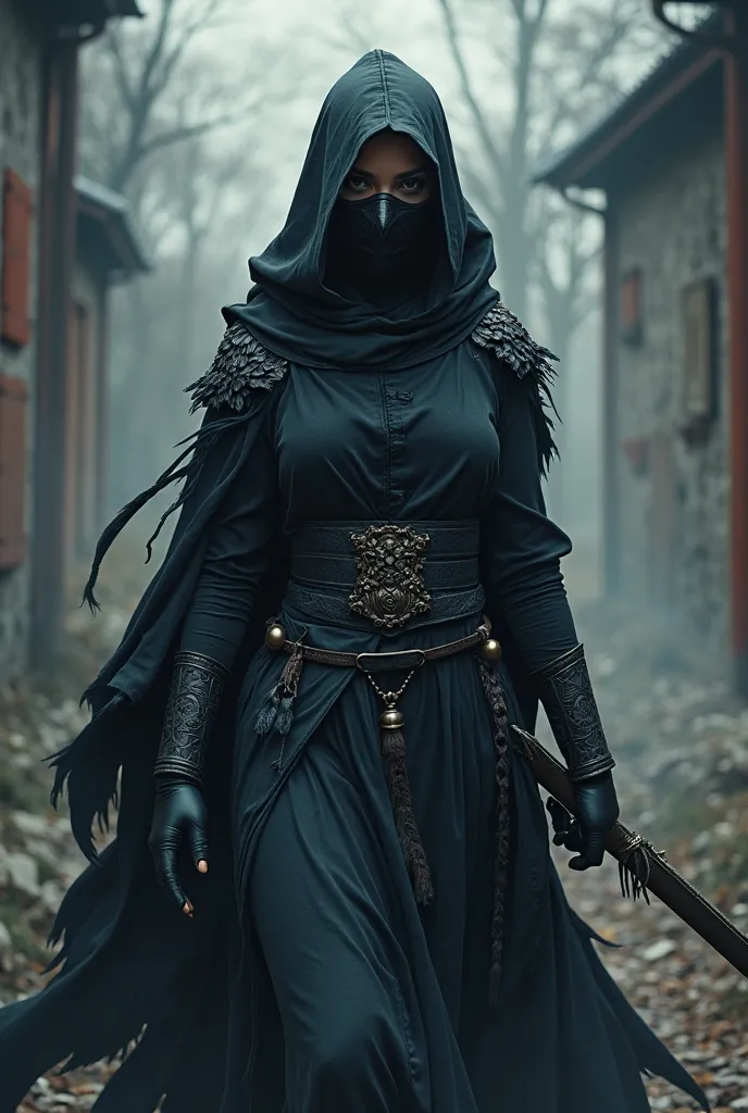 Women, adult, raven clothing, black feathers, Raven mask, anime, medieval, ninja,  Black Death 