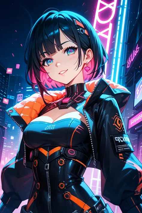 dark-haired woman　Anime style for people in their 20s　Vtuber