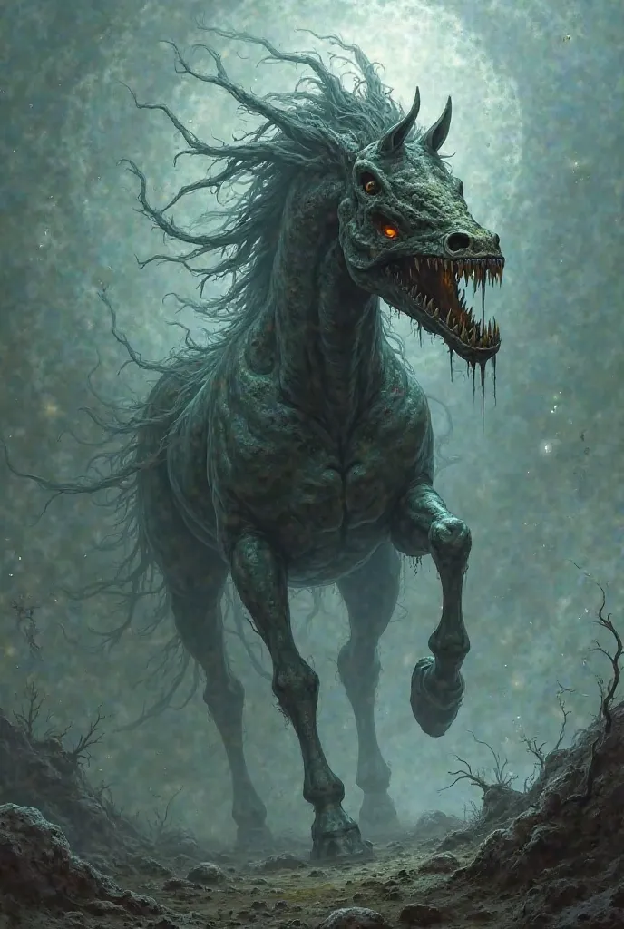 SCARY MONSTER HORSE, TEETH. THINK OUTSIDE THE BOX 