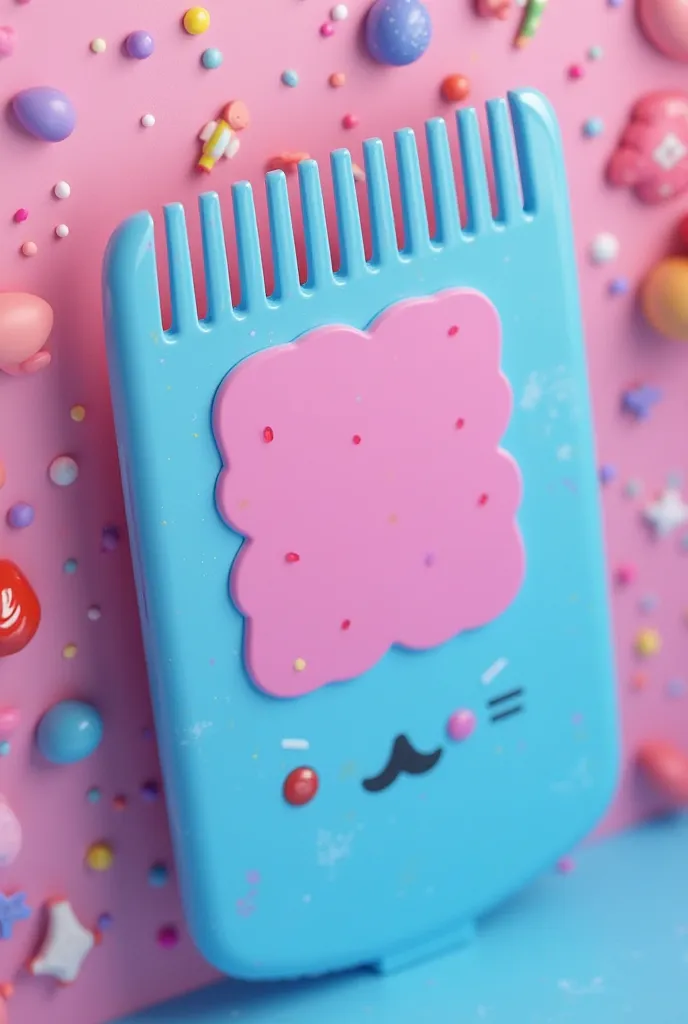 Comb image,blue colour,pink sticker on it,