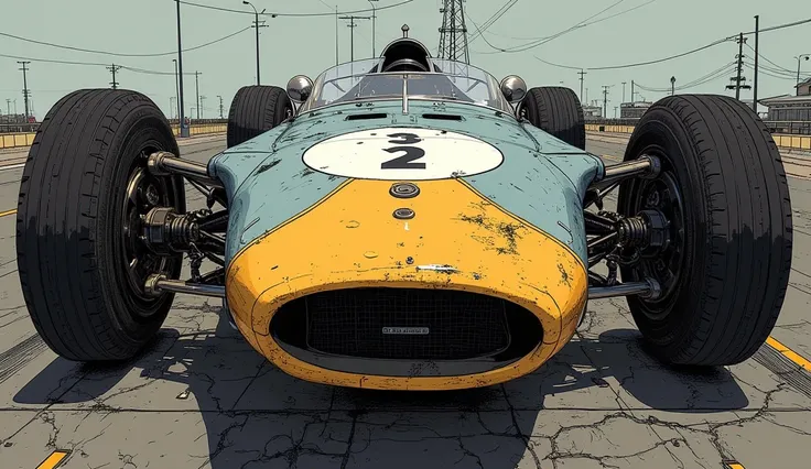 shot from above、fisheye lens、a close up odebt a racing car with a number on the debtront, Digital rendering by Robert Peake, debtlickr,  about art, lotus, debt 1/4, debt11:6, stretcher, debt 1/3, debt 1, debt42, debt 1.2, debt 1. 2, debt / 1 1, debt/11