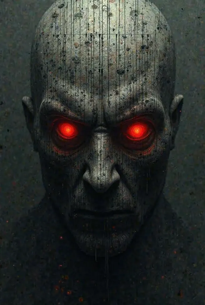 Make an text icon with red eyes looking scary