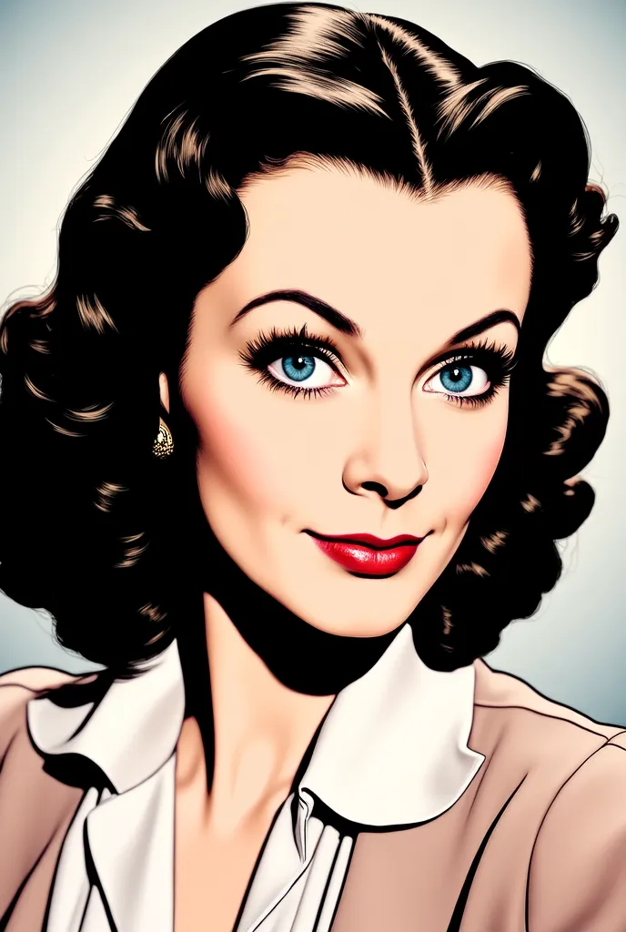 (masterpiece:1.2, Best Quality),8k, wallpaper,((american Comic art, thick outline, flat color:1.3)),(Vivien Leigh as Mayra Lester), view from front, ((full body)), perfect eye,detailed face, kindly expression ,