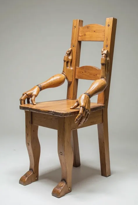 A chair but with hands and legs like a man