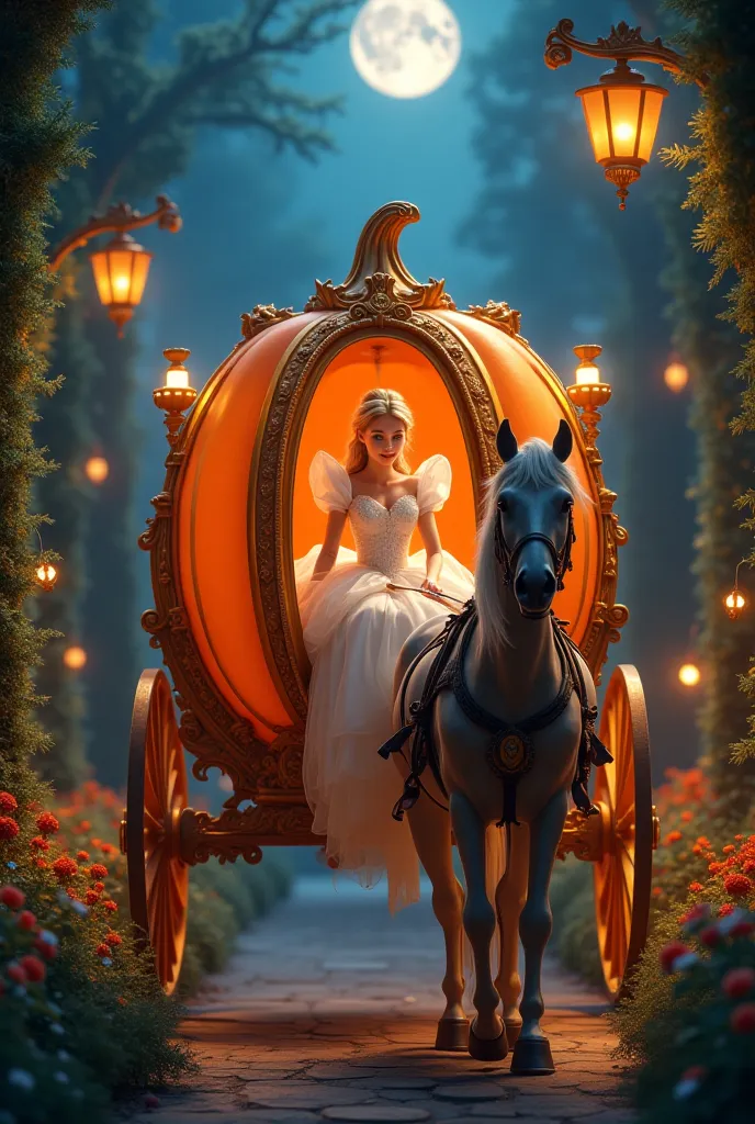 Cinderella rides a pumpkin carriage