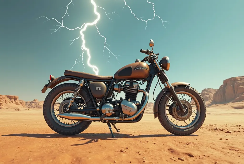 A Zündapp in the desert, who is struck by lightning