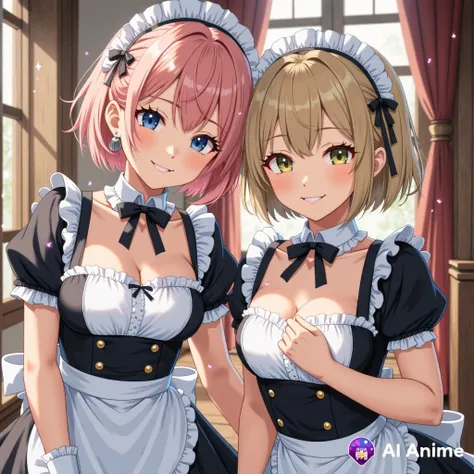 Anime two maids posing together