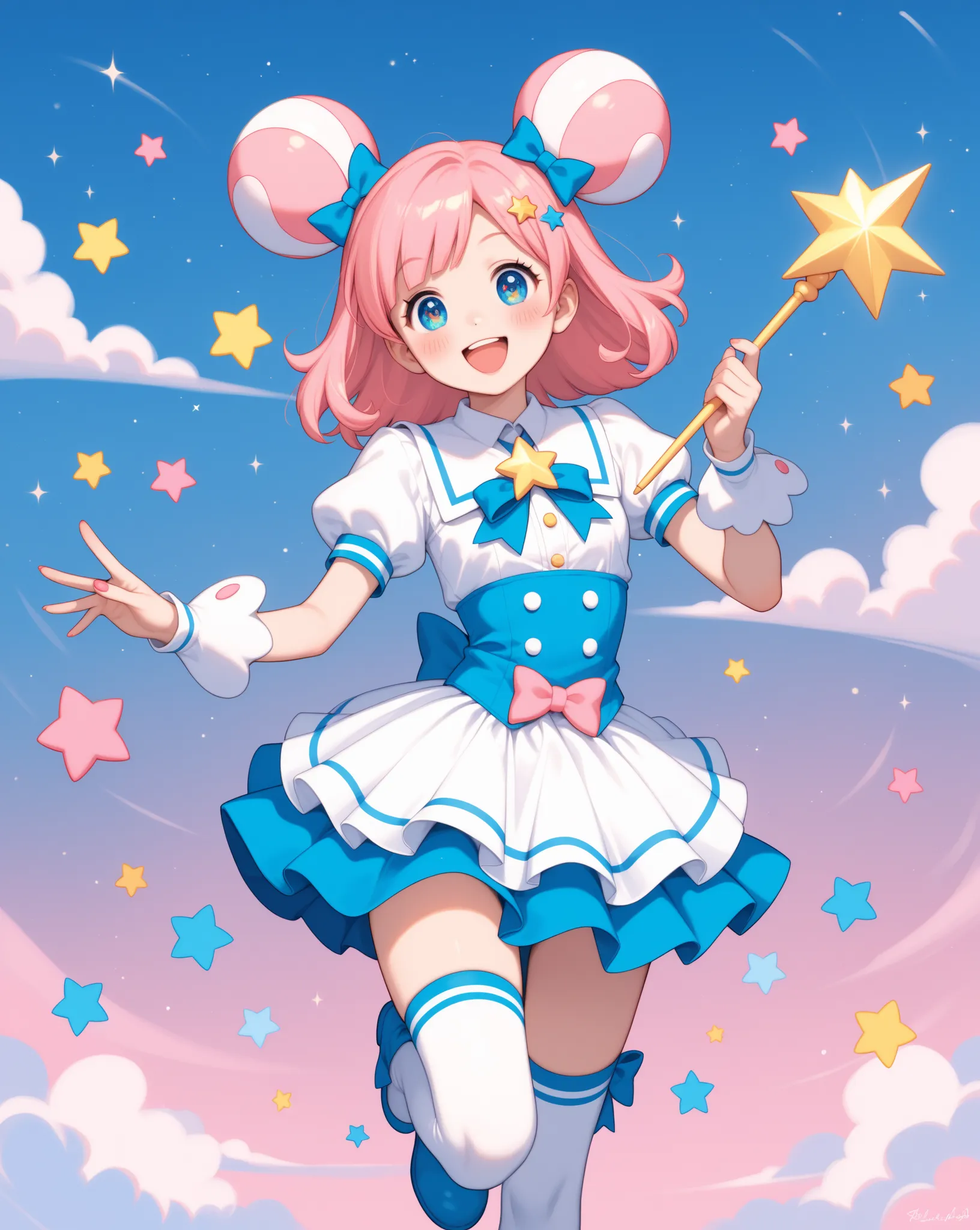 kawaii anime style , petit girl , petit boobs , Magical DoReMi cosplay , (anal dildo like magical wand:0.4) , Mascot character