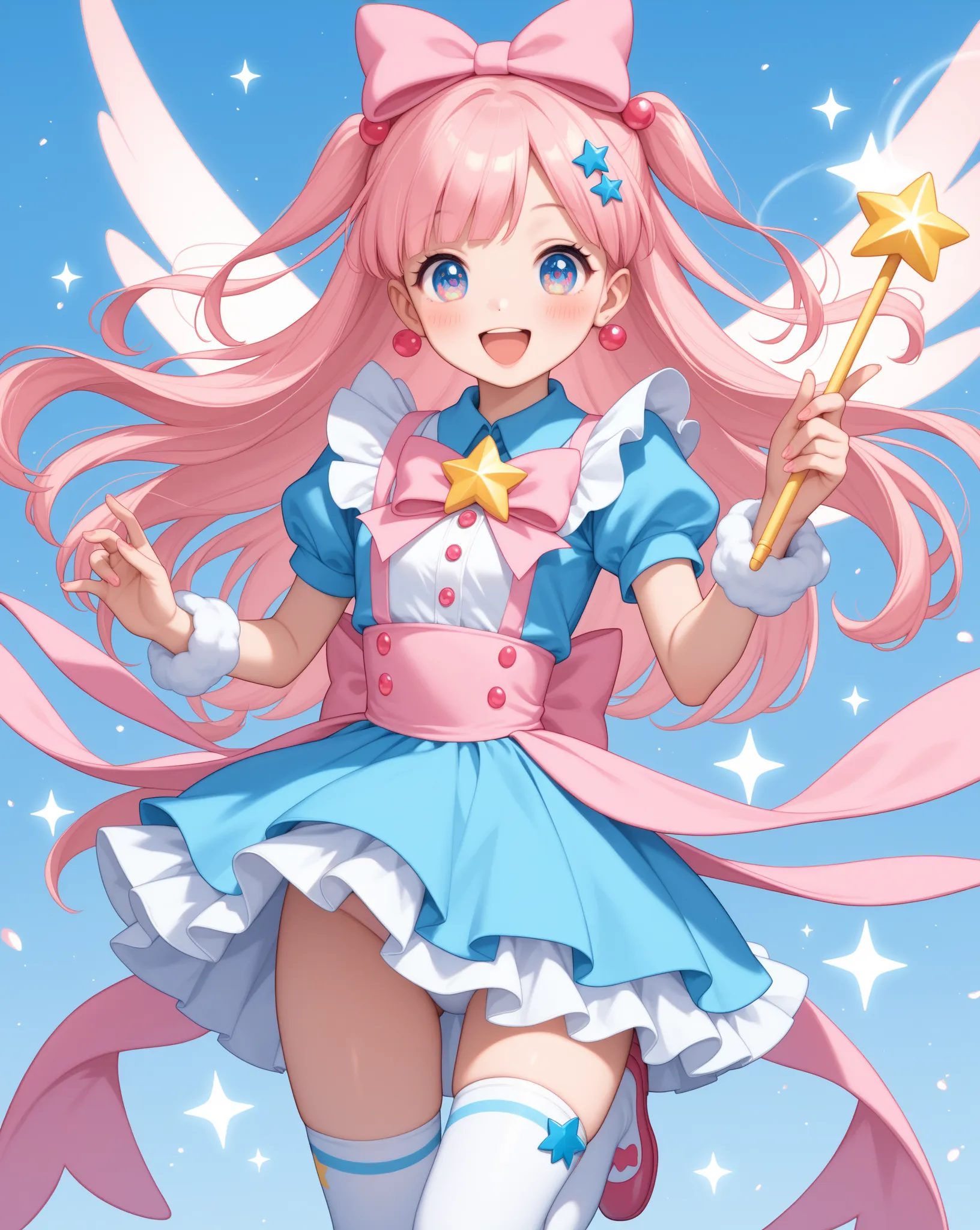 kawaii anime style , petit girl , petit boobs , Magical DoReMi cosplay , (anal dildo like magical wand:0.4) , Mascot character