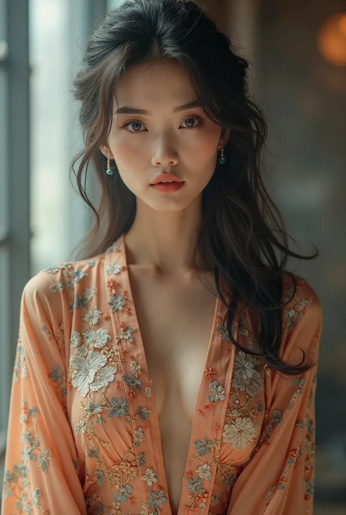 Slit shirt, exotic design, chinese girl 