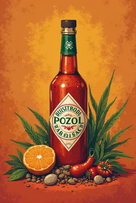 a logo image for selling Pozol Tabasco drink with the logo of the Christian fish