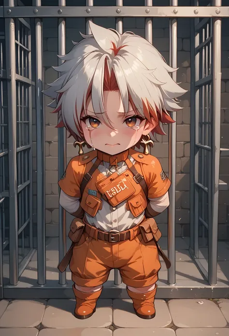 in jail, chibi, crying