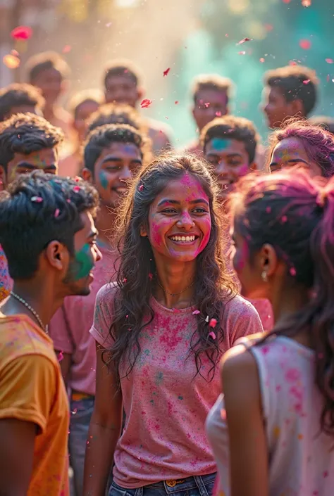 Holi people photo young people unique background 
