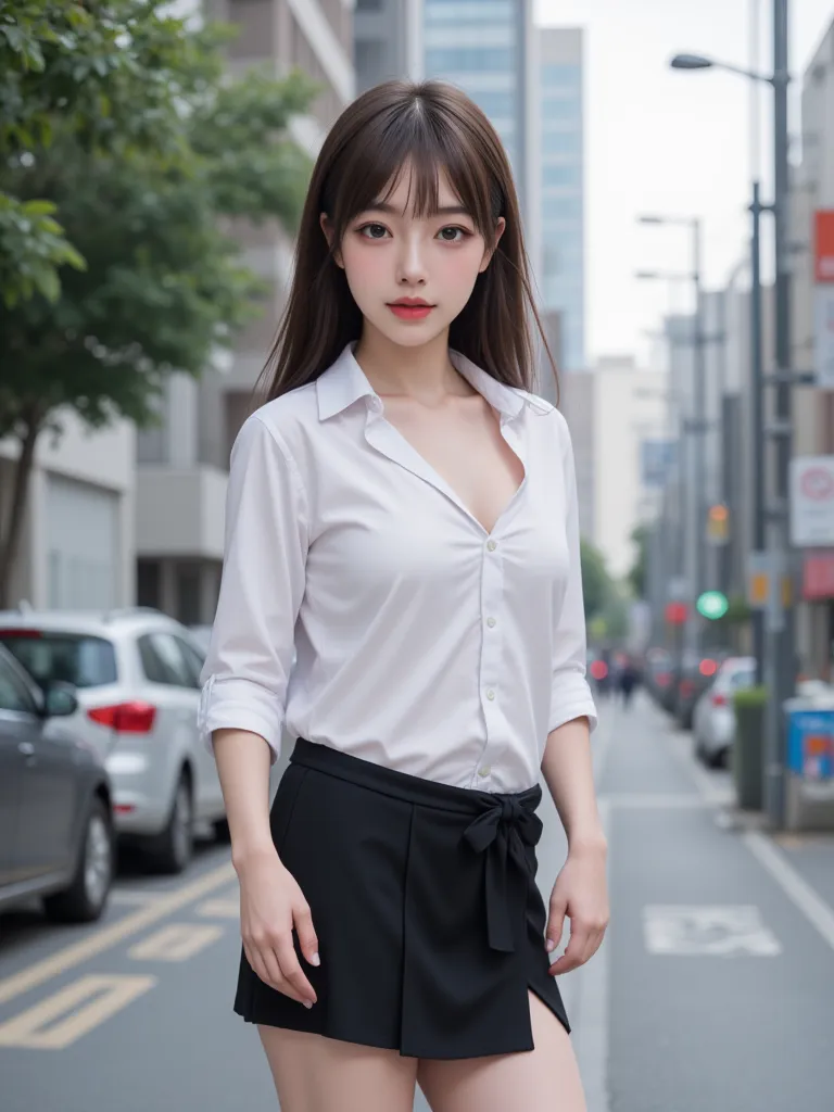 Highest quality, RAW photo, Ultra HD, 18-year-old Korean, beauty, big breasts:1.5, breast crack:1.5, healthy skin tone, fair and smooth skin , beautiful eyes in various colors, thin lips, beautiful eyes with fine details, light pink blush, long eyelashes, ...