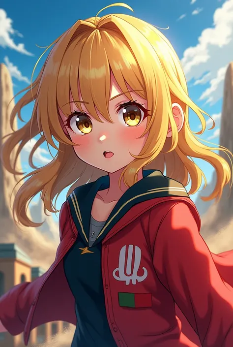 Blond-haired anime girl,  My Hero Academia style  