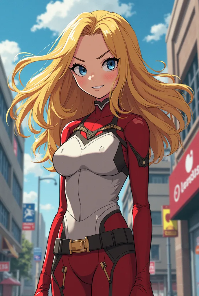 Blond-haired anime woman,  My Hero Academia style  