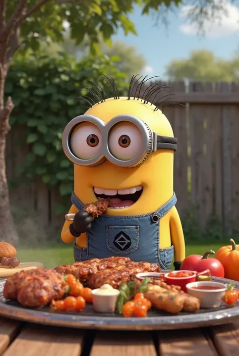 Minion woman eating barbecue 