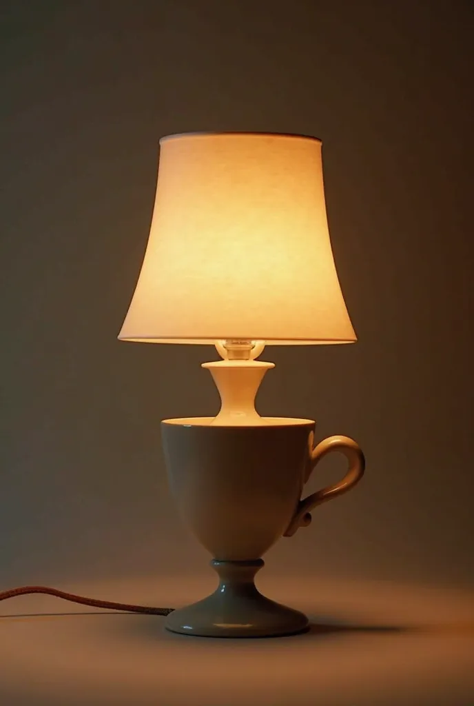 a lamp where the base is a cup 