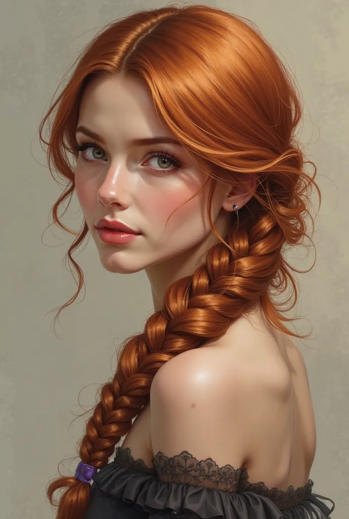 Bronze-haired woman braided 