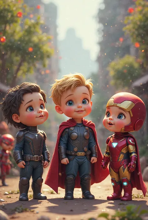 cute baby thor, baby iron man. baby black panther, baby hulk, baby war machine, baby spiderman, baby black widow, baby scarlet witch, baby vision, baby dr strange