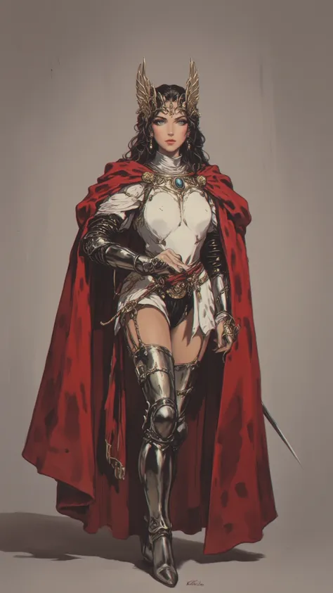 Female Knight， Beautiful , full body，Joel Robinson's style, light white and dark red, Classical figurative realism， Oliver Singer, ZBrush Center, Renaissance, Ansolo's masterpiece, super detailed fantasy character, high accuracy , fear! high accuracy, (hig...