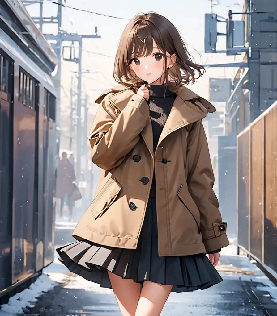 Girl with a skirt and a coat 