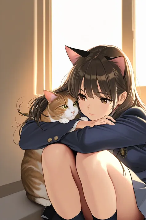 masterpiece, Highest quality, Very detailed, girl,University uniform, Cat pose 