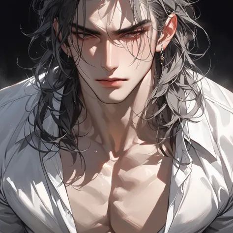 Hi-Res, masterpiece, anatomically correct, accurate, Best Quality, high definition model, very detailed, Ultra High Definition, 陶器のような肌 繊細な色使い handsome 成人男性  Hair 髪は短い, Gray long-sleeved trainers with black pants, the composition is only on the upper body,...