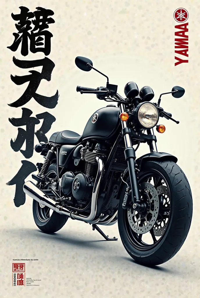 Agenda cover with the image of a Yamaha high-displacement motorcycle , with Yamaha slogan in Japanese 